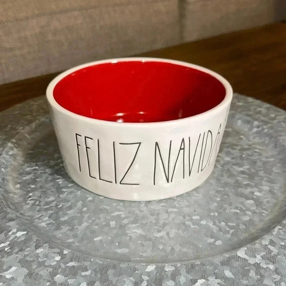 Rae Dunn Feliz Navidad Christmas Pet/Dog/Cat Food/Water Bowl/Dish Ceramic - Picture 1 of 6